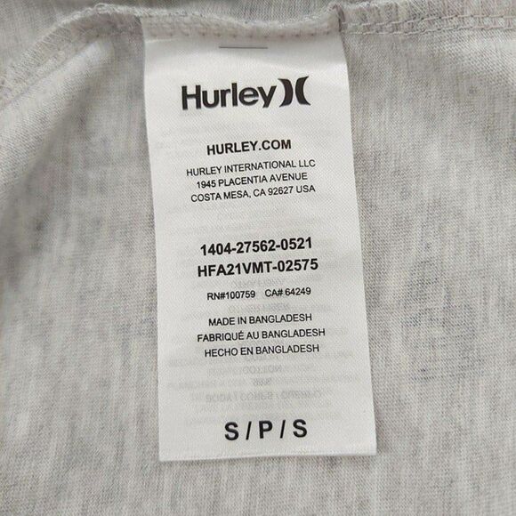 Hurley T-Shirt Mens Small Gray Short Sleeve Crew Neck Allover Logo Cotton Blend - Picture 11 of 12
